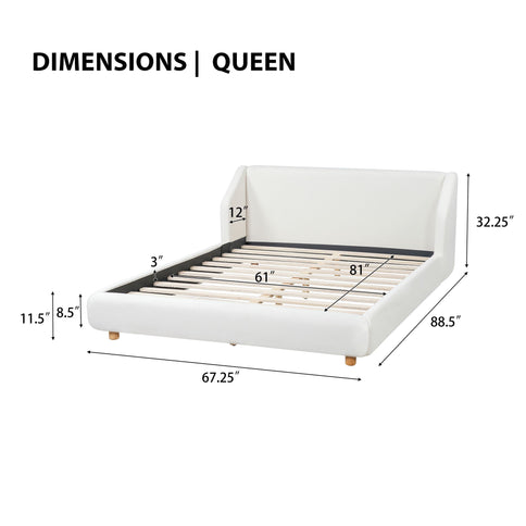 Modern Upholstered Bed Frame With Wingback Headboard