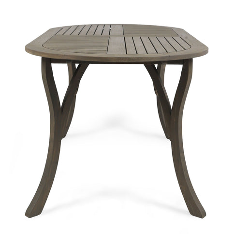 Outdoor Table With Smooth Lines, Slat Top