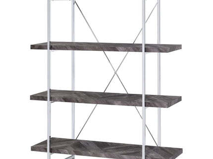 Herringbone - Bookcase With Full Length Shelf - Gray
