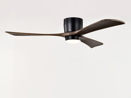 Flush Mount Blades Ceiling Fan With Lights Remote Control, Quiet DC Motor, 6 Speed, Reversible Ceiling Fan For Living Room - Matte Black