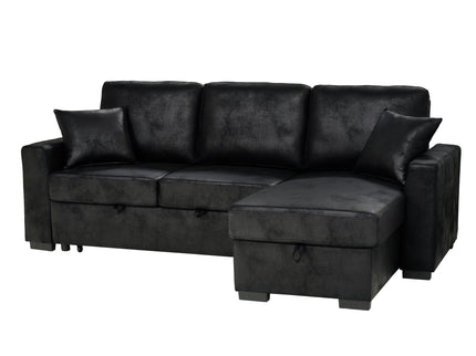 Upholstered Sectional With Pull-Out Bed And Chaise Storage