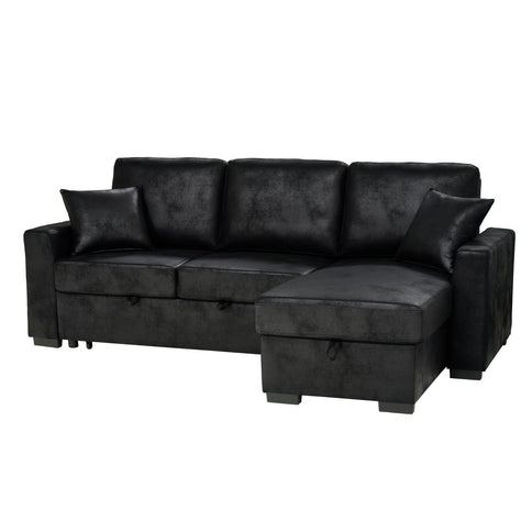 Upholstered Sectional With Pull-Out Bed And Chaise Storage