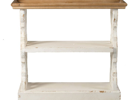 Distressed Wood Shelf Tray, French Country Console Table - Brown / Antique White