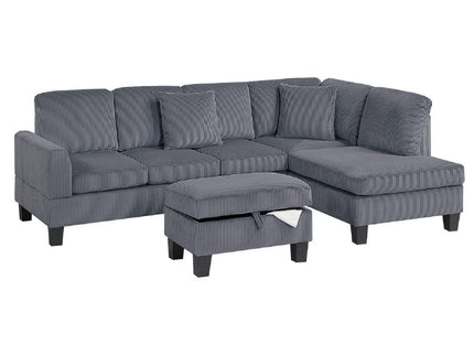 Sectional Sofa With Storage Ottoman And Pillows