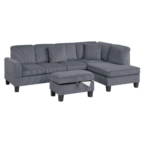 Sectional Sofa With Storage Ottoman And Pillows