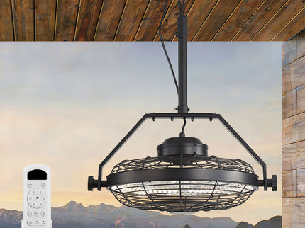 21" Outdoor Ceiling Fan With Dimmable LED Light, 7 Blades, Reversible DC Motor For Gazebos - Matte Black