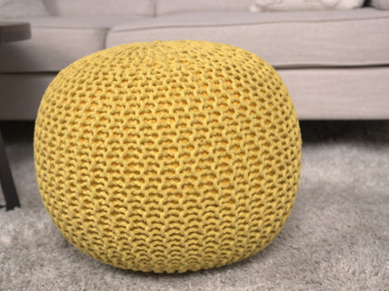 Bordeaux - Knitted Round Pouf Ottoman, Floor Cushion