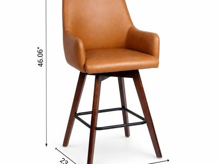 Upholstered Barrel Chair With Curved Backrest - Antique Brown