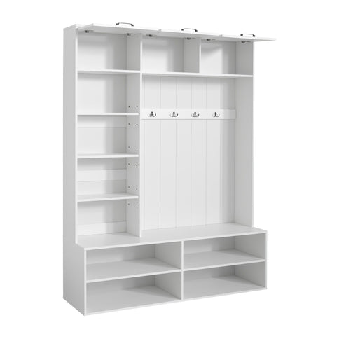 Farmhouse Hall Tree & Bench And Shoe Storage