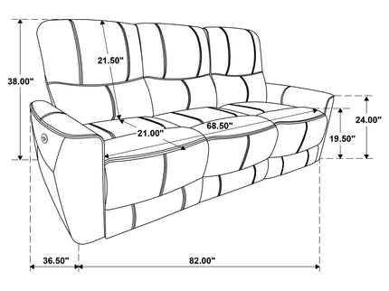 Ashland - Upholstered Power Reclining Sofa With USB Charging - Gray