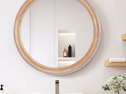 Round Wall Mirror With Ribbed Frame