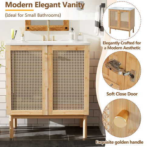 Bathroom Vanity Cabinet With Doors, Soft Close Design