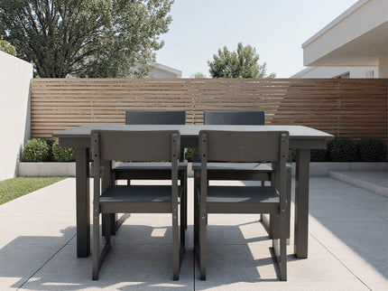 5 Piece Outdoor Dining Set, Table With Umbrella Hole And 4 Armrest Chairs