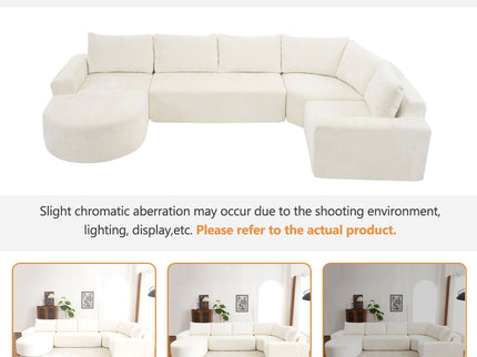 U-Shaped Oversized Modular Cloud Sectional Sofa With Deep Seat For Living Room