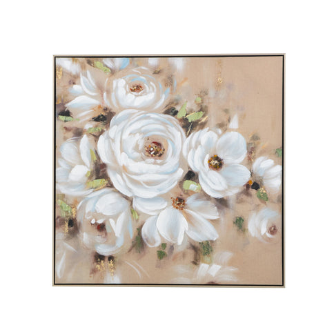 Square Framed Wall Art Flower Canvas Print, Home Decor For Living Room Kitchen Foyer Office - Multicolor