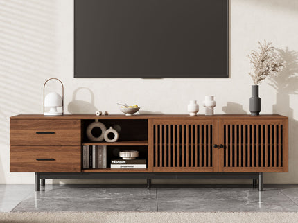 78" TV Stand For TVs Up To 85" Entertainment Center With Deep Drawers & Cable Management, Soft Closing Hinges - Walnut