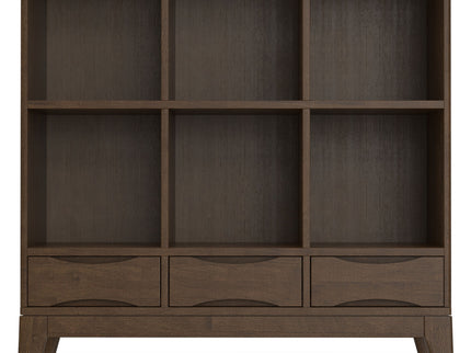 Harper - Low 6 Cube Storage With Drawers - Walnut Brown
