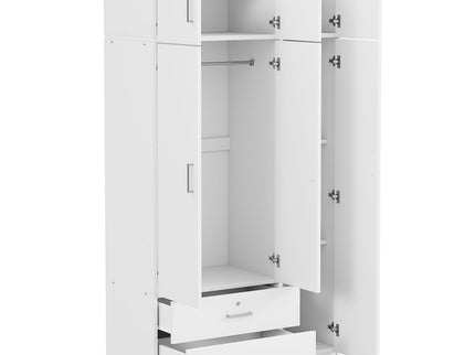 Modern 3 Door Mirror Wardrobe With 2 Drawers And Top Cabinet