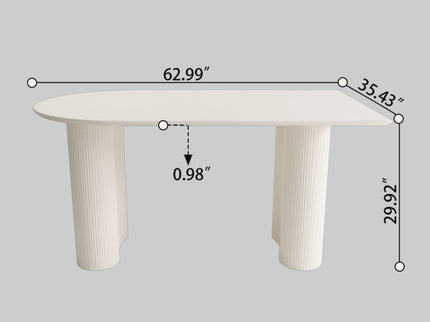 Modern Cream Style Dining Table With Round Wave Legs, 4 - 8 Person - Cream White