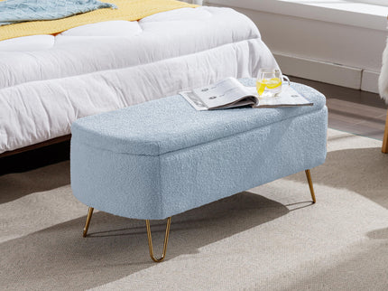 Storage Ottoman Bench For End Of Bed Legs, Modern Camel Faux Fur Entryway Bench Upholstered Padded With Storage For Living Room Bedroom