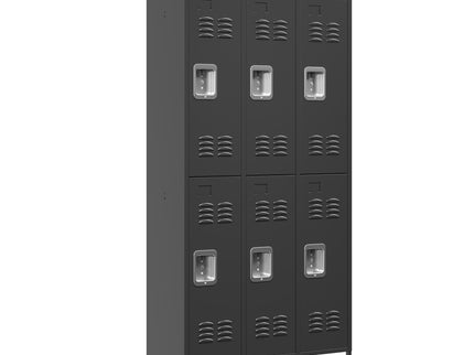 6 Door Lockers With Lock For Secure Storage - Black