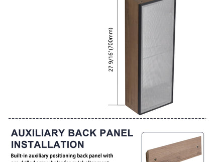 10" Bathroom Wall Mirror Cabinet With Door, Adjustable Shelf - Imitative Oak