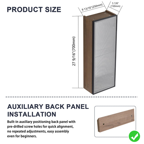 30" Wall Mounted Mirror Cabinet With Door - Imitative Oak