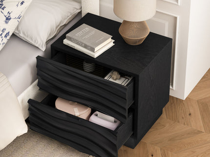Nightstands, Bedside Table With 2 Drawers (Set of 2) - Black