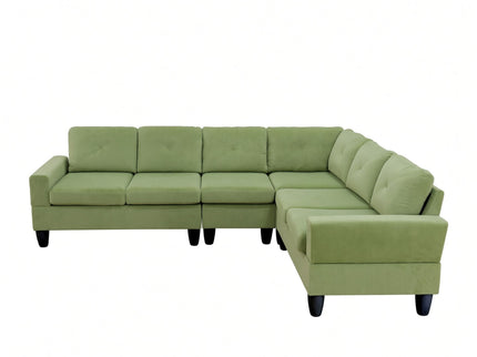 Modular L - Shaped Sectional Sofa, 6 Seater, 4 Piece Couch With Chaise - Green