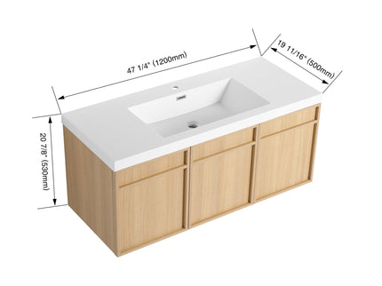 Wall-Mounted Bathroom Vanity With Resin Sink And Soft Closing Doors