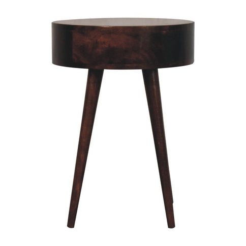 Circular Shaped Bedside Table - Walnut