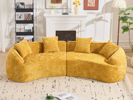 Curved Compressed Sofa, Nordic-Style Design For Living Room