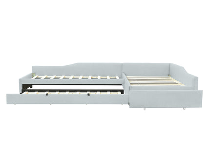 Upholstered Double Daybed With Trundle And Drawer