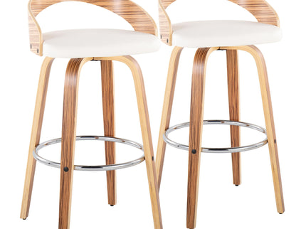 Grotto - Contemporary Fixed Height Barstool With Swivel With Round Footrest (Set of 2)