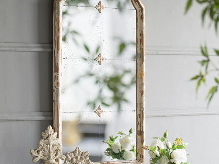 Large & Framed Wall Mirror, Arched Mirror With Decorative Window Look For Living Room - Cream