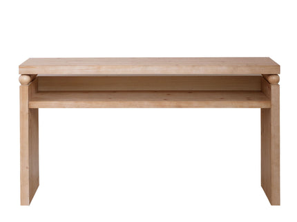 Modern Rustic Console Table, Wood Entryway Table With Shelf & Decorative Bead Detail - Natural