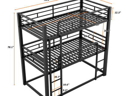 Triple Bunk Bed With Sturdy Construction And Space Saving Design