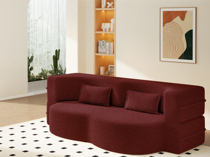 Modern Floor Sleeper Sofa Bed With 2 Pillows, Convertible Twin Size Folding Mattress For Living Room
