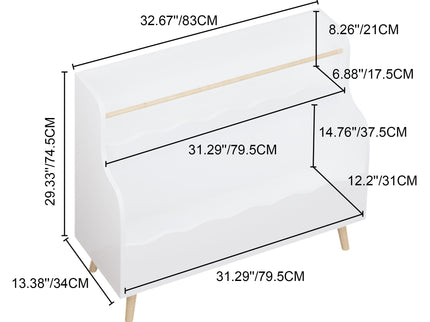 Kids Bookcase, Children Book Organizer Toy Storage Cabinet - White