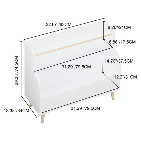 Kids Bookcase, Children Book Organizer Toy Storage Cabinet - White