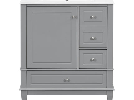 Freestanding Bathroom Vanity With Sink, Soft Close Door, 3 Drawers