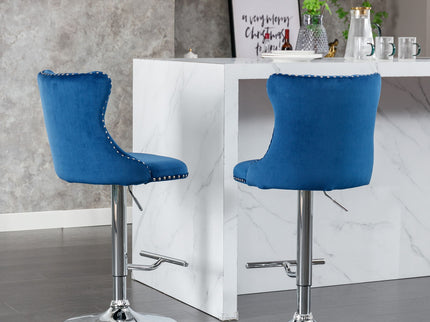 Swivel Barstools Adjusatble Seat Height From 25-33", Modern Upholstered Base Bar Stools With Backs Comfortable Tufted For Home Pub And Kitchen Island (Set of 2)