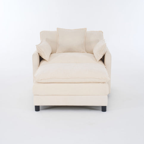 Accent Chair With Ottoman - Beige