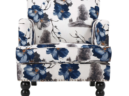 Club Chair With Tapered Birch Wood Legs - Multicolor