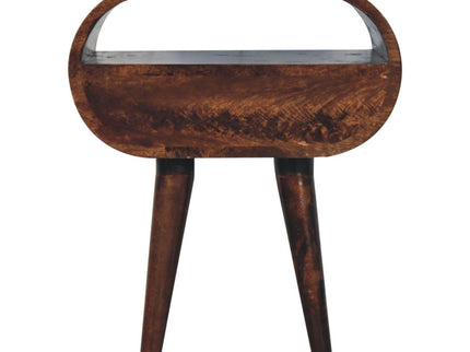 Circular Bedside Table With Open Slot - Walnut