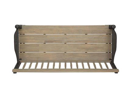 Slatted Bench With Built In Shelf