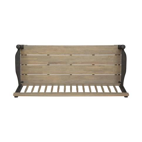 Slatted Bench With Built In Shelf