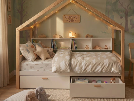 House Bed With Bookshelf Storage