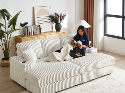 3 Seater Sofa With 2 Ottomans For Living Room