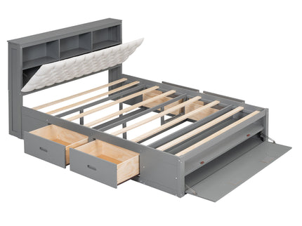 Platform Bed With Storage Headboard, Shoe Rack And 4 Drawers